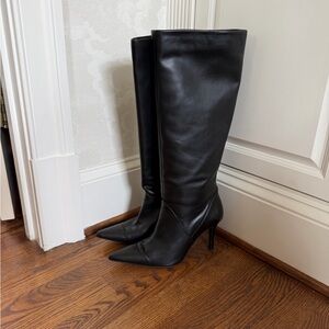 Mango Elegant Black Knee-High Leather Boots size 41